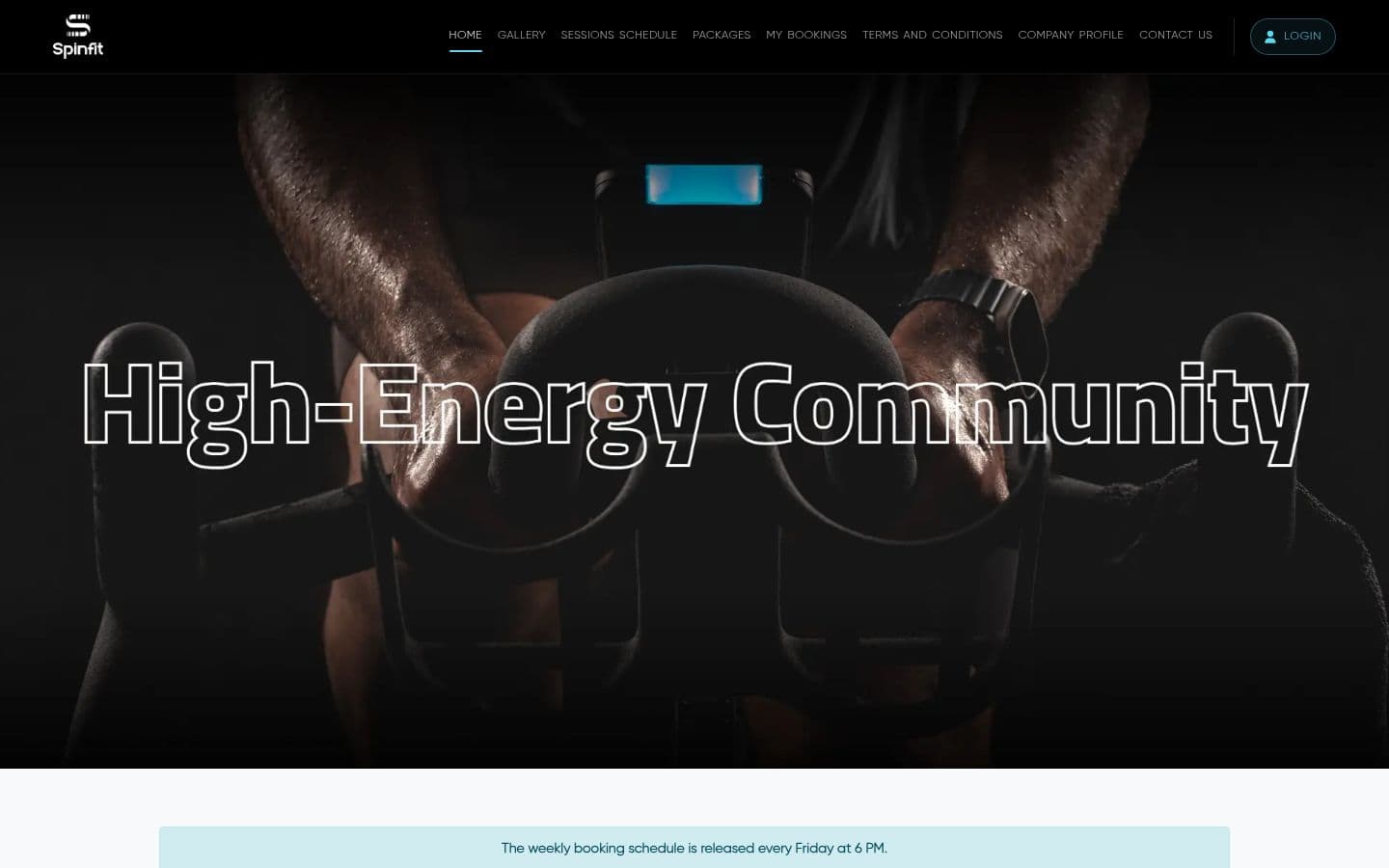 SpinFit booking platform home page